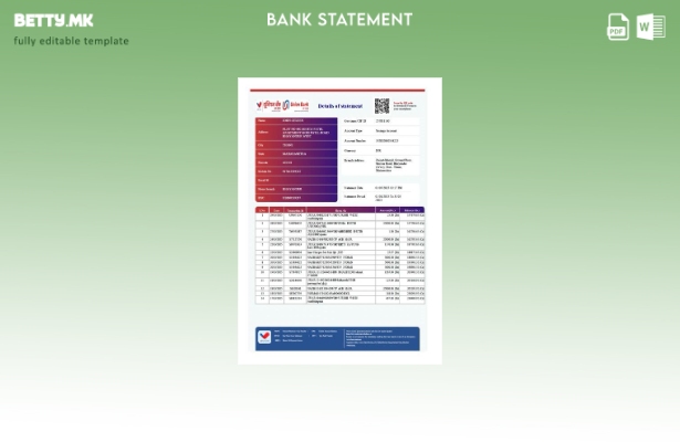 Модерен стил на India Union Bank of India шаблон за верзија на извод од сметката